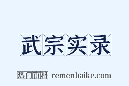 武宗实录是什么意思的图片